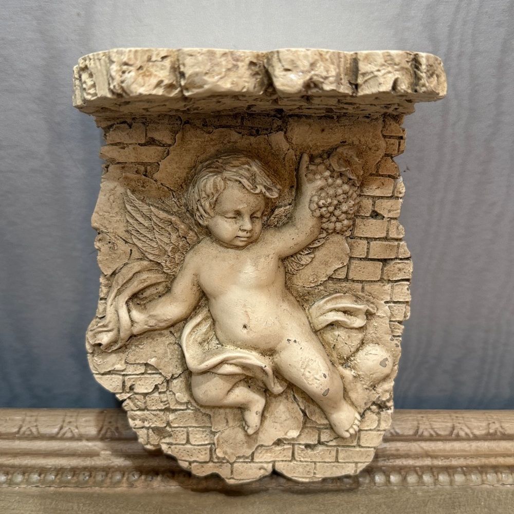Vintage Neoclassical Cherub Wall Shelf French Country Romantic Victorian